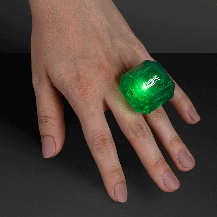 Oversized Gem LED Green Ring