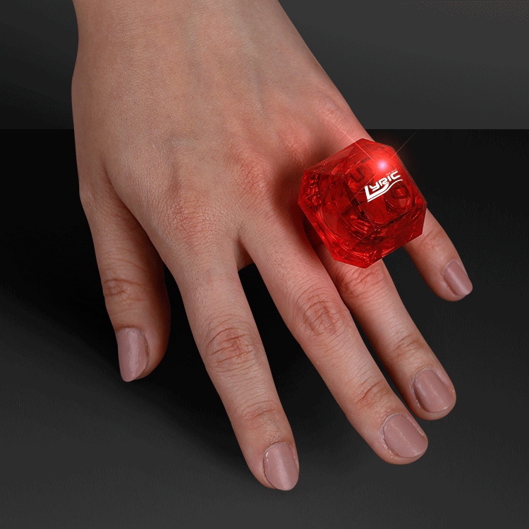 Oversized Gem LED Red Ring