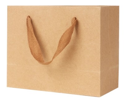 P1G Small Crosswise Paper Bag With Flat Fabric Handle