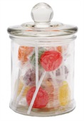 75 gram Glass Candy Jar Flat Lollipops