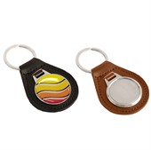 Domed PU Leather Keyring