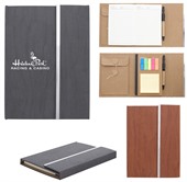 Towson Woodgrain Padfolio With Sticky Notes & Flags