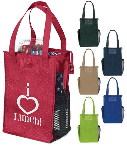 Coral Lunch Bags include 2 inside bottle holders