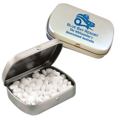 Sugarfree Mint Tins contain 100 sugar free mints sealed inside a custo