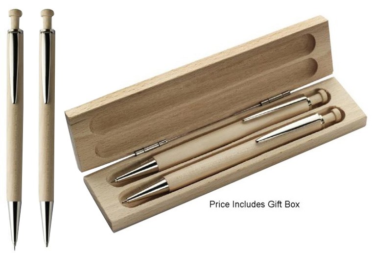 Wood Pen Set in Gift Box, Brown