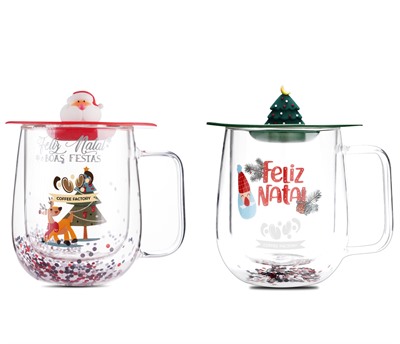 250ml Glitter Double Wall Glass
