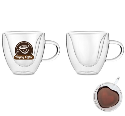 250ml Heart Double Wall Glass