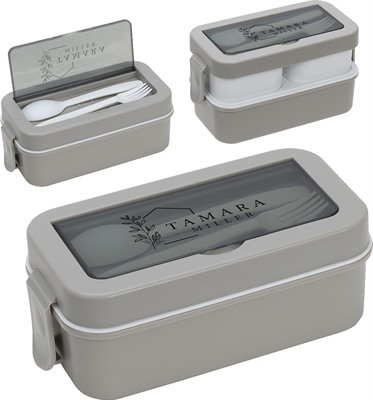 3-Compartment Stackable Lunch Box with Utensils