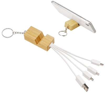 4 In 1 Bamboo Charge Cable Keyring