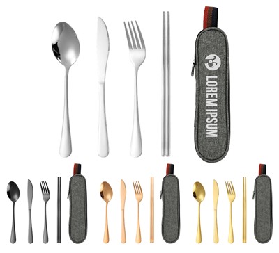 4 Piece Metal Travel Cutlery Set