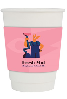 420ml Compostable PLA Double Wall Coffee Cup With Sleeve