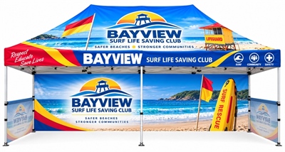 6m x 3m Custom Printed Gazebo With Back And Two Side Walls