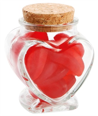 80 gram Glass Heart Jar Red Lips