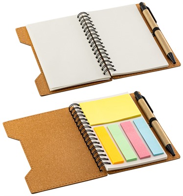 Agenda Recycled Spiral Notebook with Sticky Notes & Pen