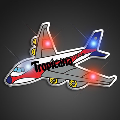 Airplane Blinking LED Pin Badge