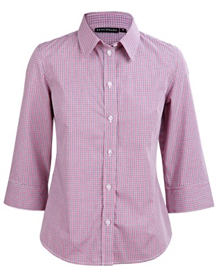 Amiri Ladies Two Tone Mini Gingham 3/4 Sleeve Shirt