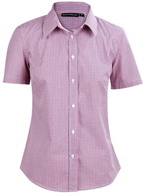 Amiri Ladies Two Tone Mini Gingham Short Sleeve Shirt