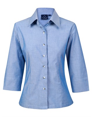 Asher Ladies Chambray 3/4 Sleeve