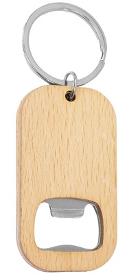 Bamboo Beer Bottle Opener Key Ring