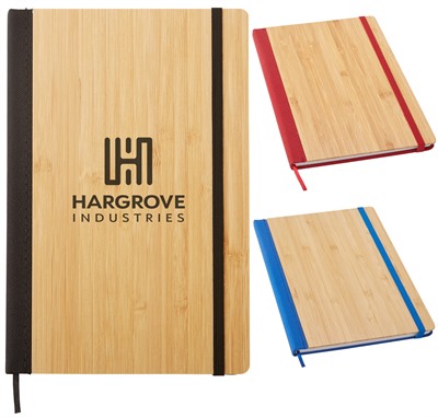 Bamboo Front Cover Notebook With Elastic Loop