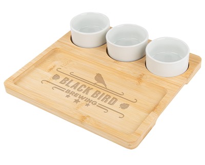 Bamboo Serving Tray & Ceramic Bowls