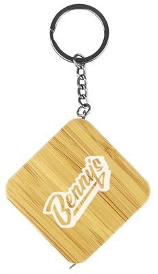 Bamboo Tape Measure Key Ring