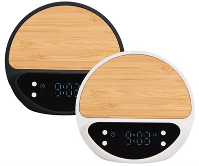 Bamboo Wireless Charger With Digital Clock