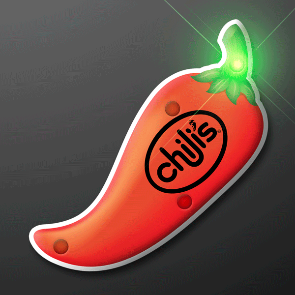 Chili Pepper Blinking LED Pin Badge