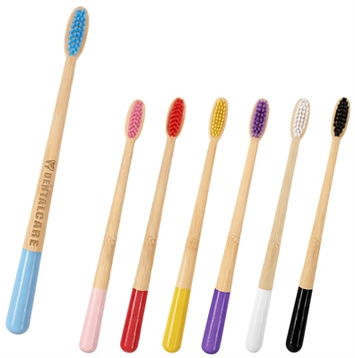 Conical Coloured Handle Bamboo Toothbrush