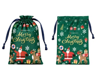 Festive Polyester Drawstring Gift Bag