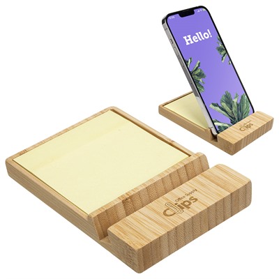 FSC Certified Bamboo Sticky Note Dispenser With Phone Holder