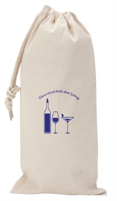 Grapevine Canvas Drawstring Wine Gift Bag