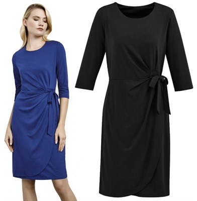 Ladies Faux Wrap Front Dress