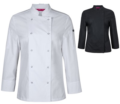 Ladies Long Sleeve Snap Button Chef Jacket