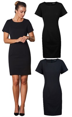 Ladies Short Sleeve Poly Viscose Stretch Dress