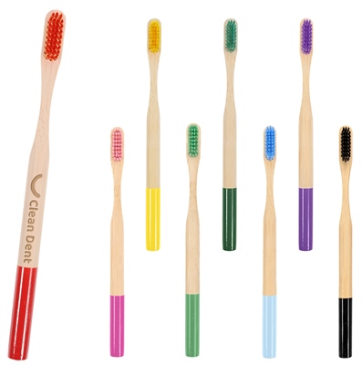 Large Round Colourful Handle Bamboo Toothbrush