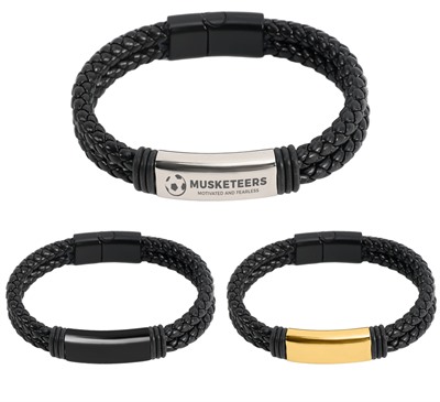 Leather Braided Bracelet With Magnetic Clasp