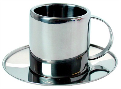 Metal Espresso Cup and Saucer