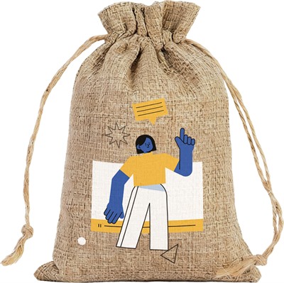 Natural Linen Large Drawstring Gift Bag
