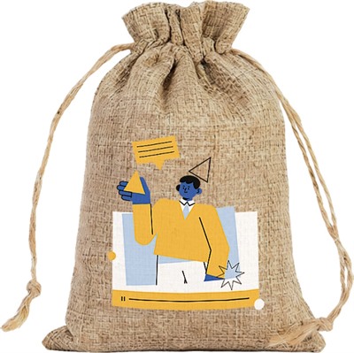 Natural Linen Small Drawstring Gift Bag