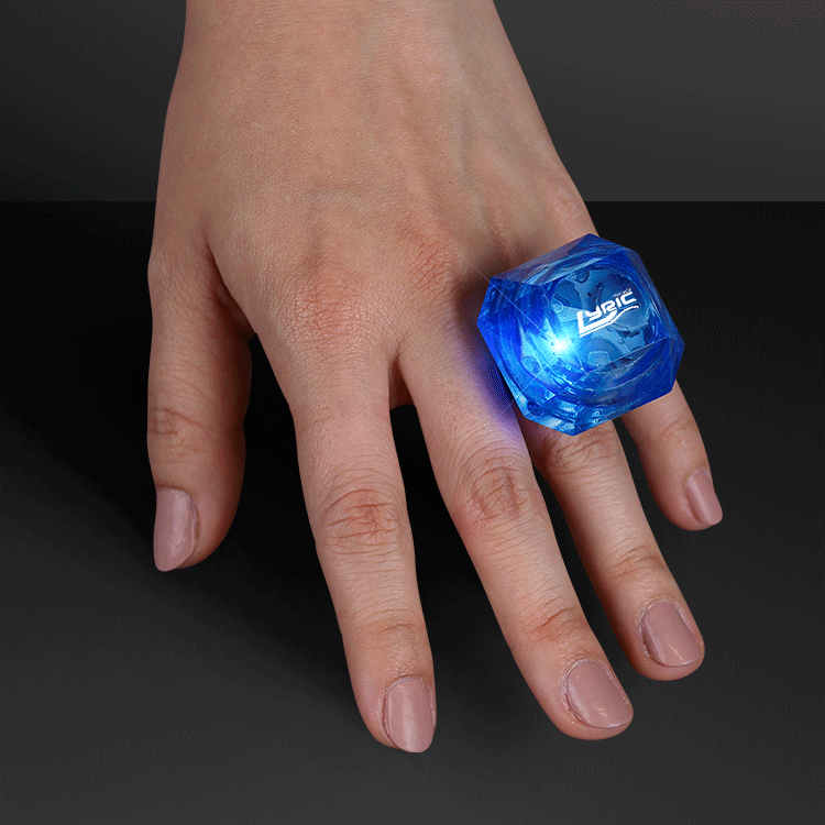 Oversized Gem LED Blue Ring