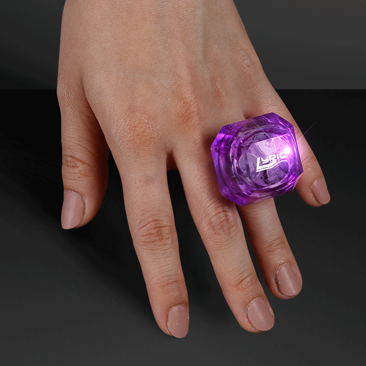 Oversized Gem LED Purple Ring