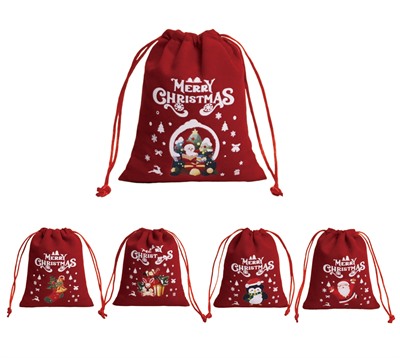 Red Velvet Large Drawstring Gift Bag