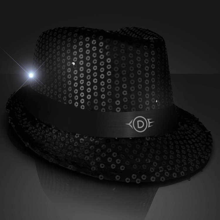 Sequin Flashing LED Black Fedora Hat