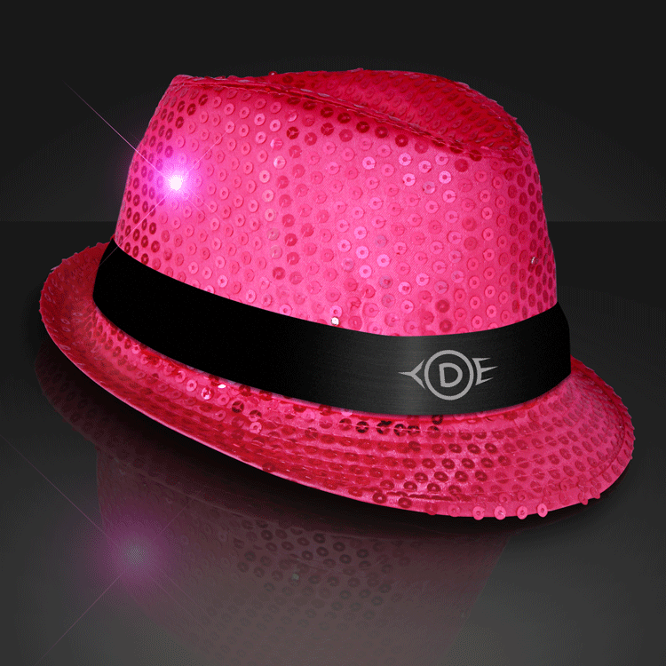 Sequin Flashing LED Pink Fedora Hat