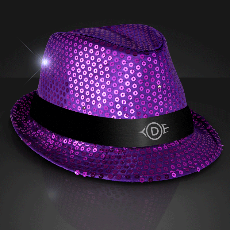 Sequin Flashing LED Purple Fedora Hat