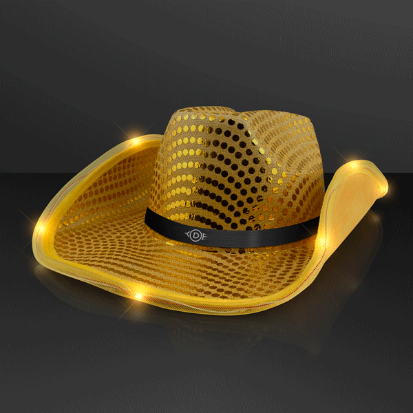 Shiny Gold Cowboy Hat WIth Flashing Brim