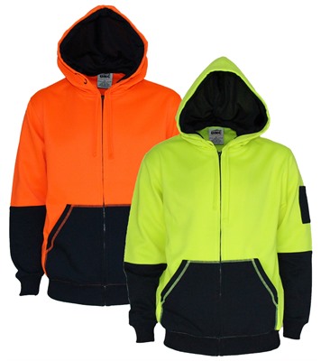 Velocity Hi Vis Two Tone Full Zip Super Fleecy Hoodie