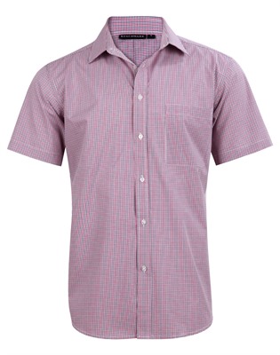 Wesley Mens Two Tone Mini Gingham Short Sleeve Shirt