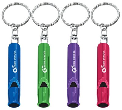 Promotional Whistle Keychain Rings - Green - Whistle Keychains